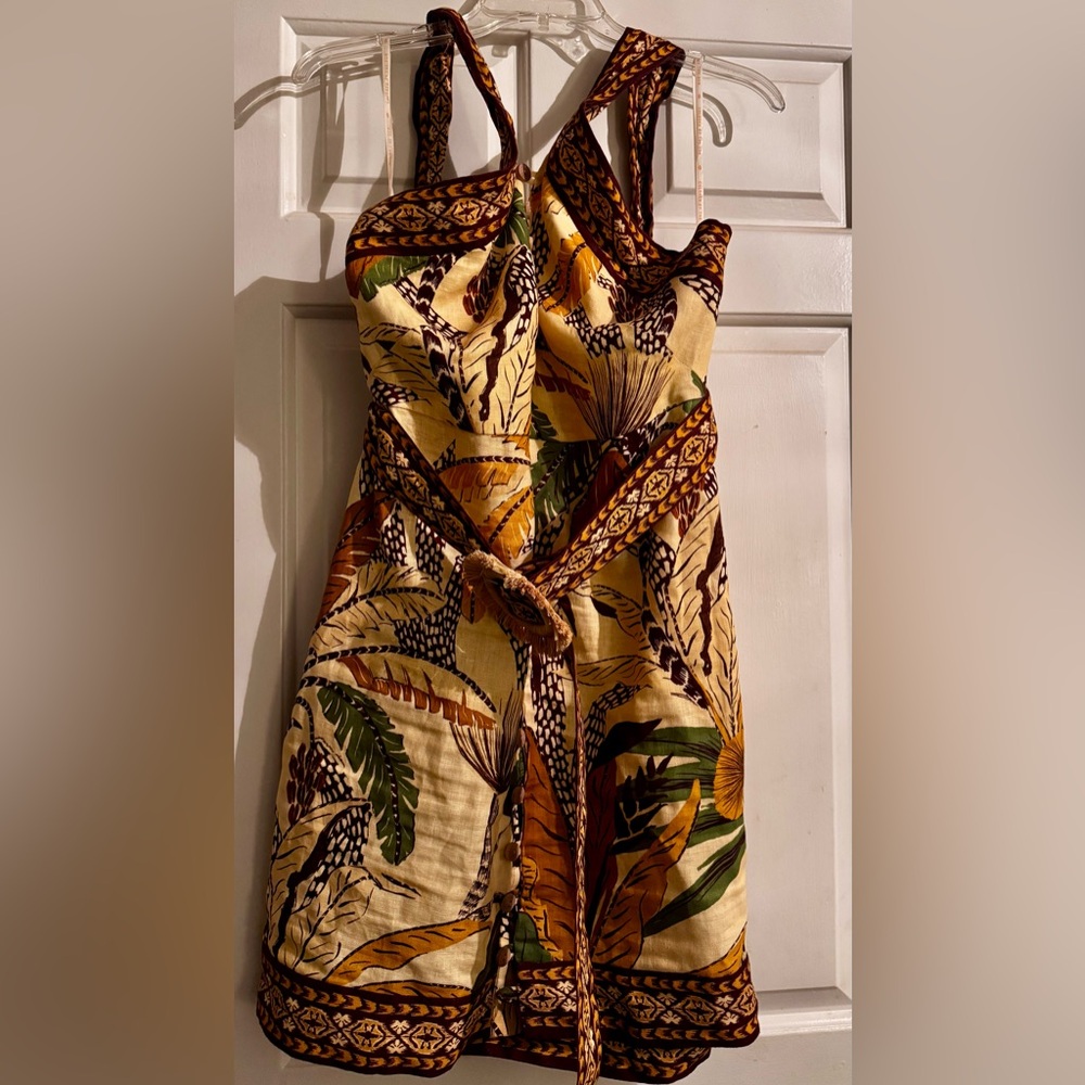 Farm Rio Tropical Print Halter Dress with Belt - Picture 5 of 5
